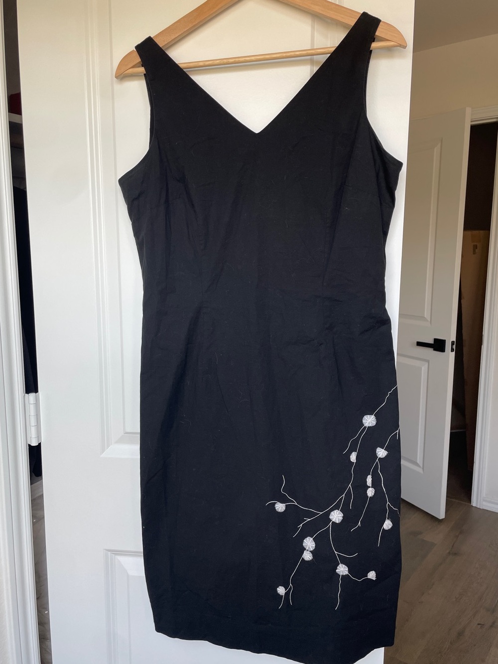 Evan Picone Black‎ Stretch Dress Women's 10 White Floral Formal Wedding Party